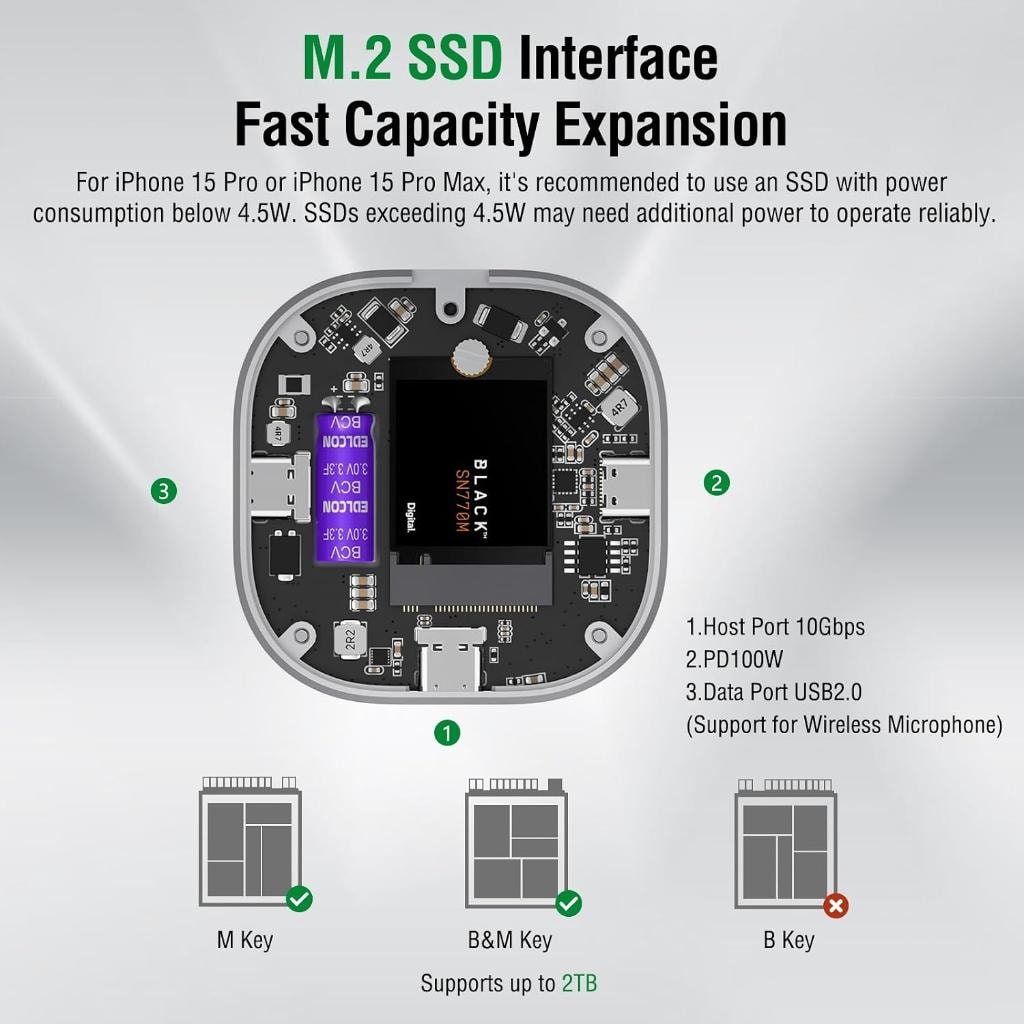 Carcasa Magnética M.2 NVMe 2230 con MagSafe para iPhone — 4smarts SSD Pro vista 5