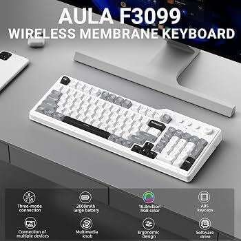 Teclado AULA F3099 Inalámbrico Blanco