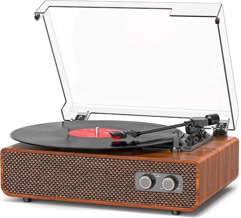 Tocadiscos Vinilo Vintage Bluetooth 3 Velocidades con Contrapeso — DANFI AUDIO TE-2018