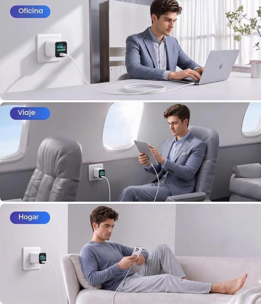 FENDALE Cargador USB-C 45W con Pantalla Inteligente vista 5
