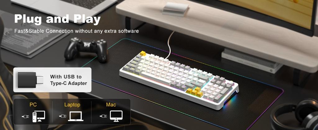 Teclado Mecánico 96 % Switch Rojo RGB vista 4