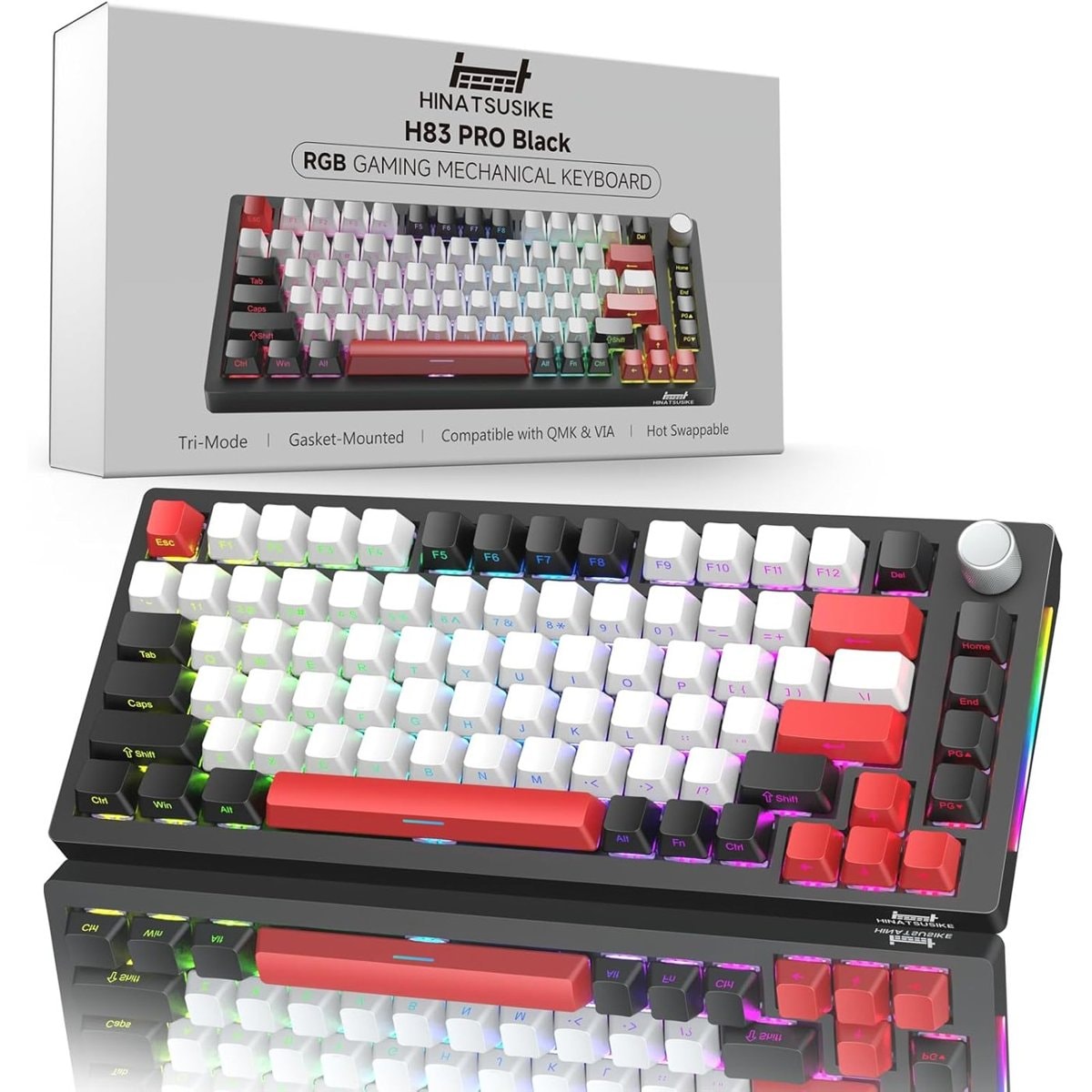 Teclado Hinatsusike H83 PRO Inalámbrico Blanco y Rojo