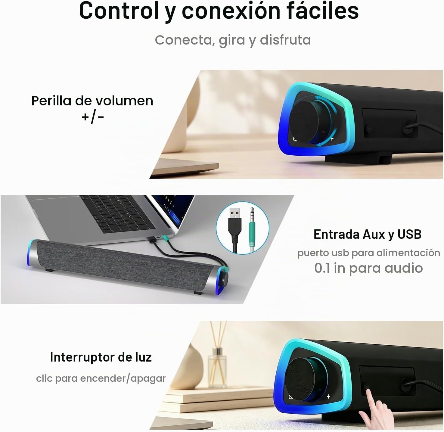 SOULION R30 Barra de Sonido para PC con RGB vista 2