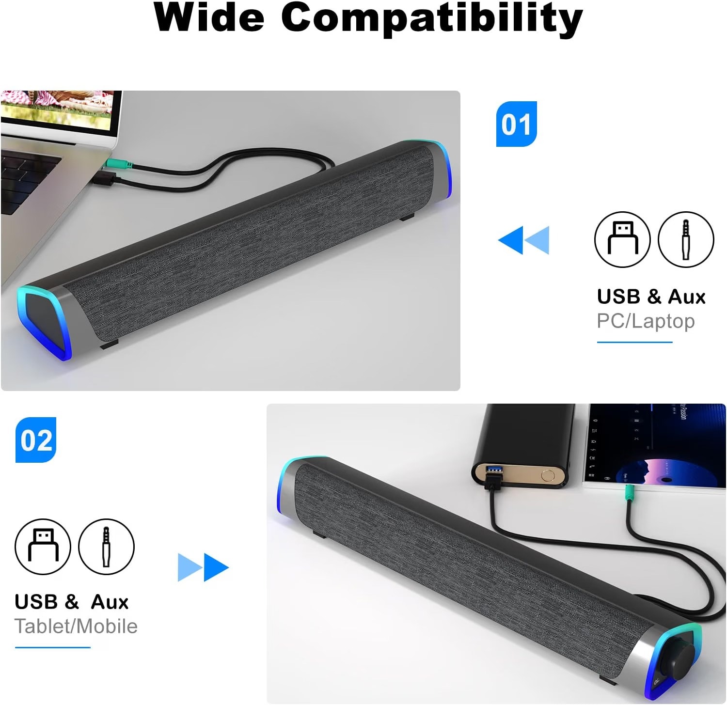 SOULION R30 Barra de Sonido para PC con RGB vista 3