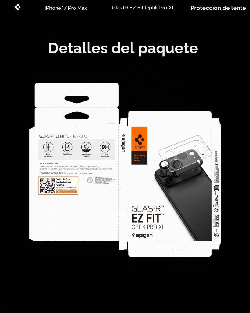 Protector de Lente Cámara Spigen Glas.tR EZ Fit Optik Pro XL — iPhone 17 Pro Max vista 5