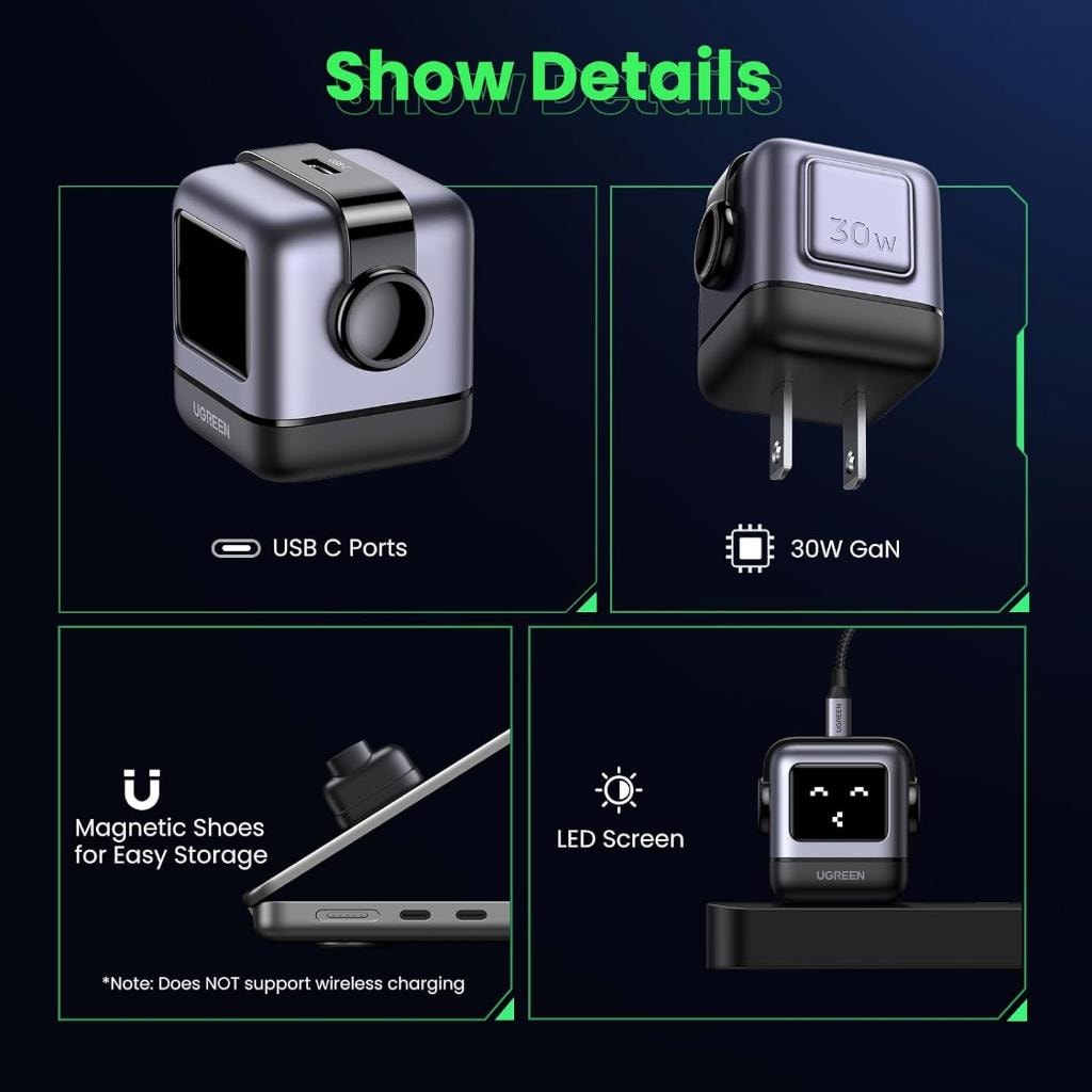 UGREEN Uno - Cargador USB-C 30W GaN Robot vista 4
