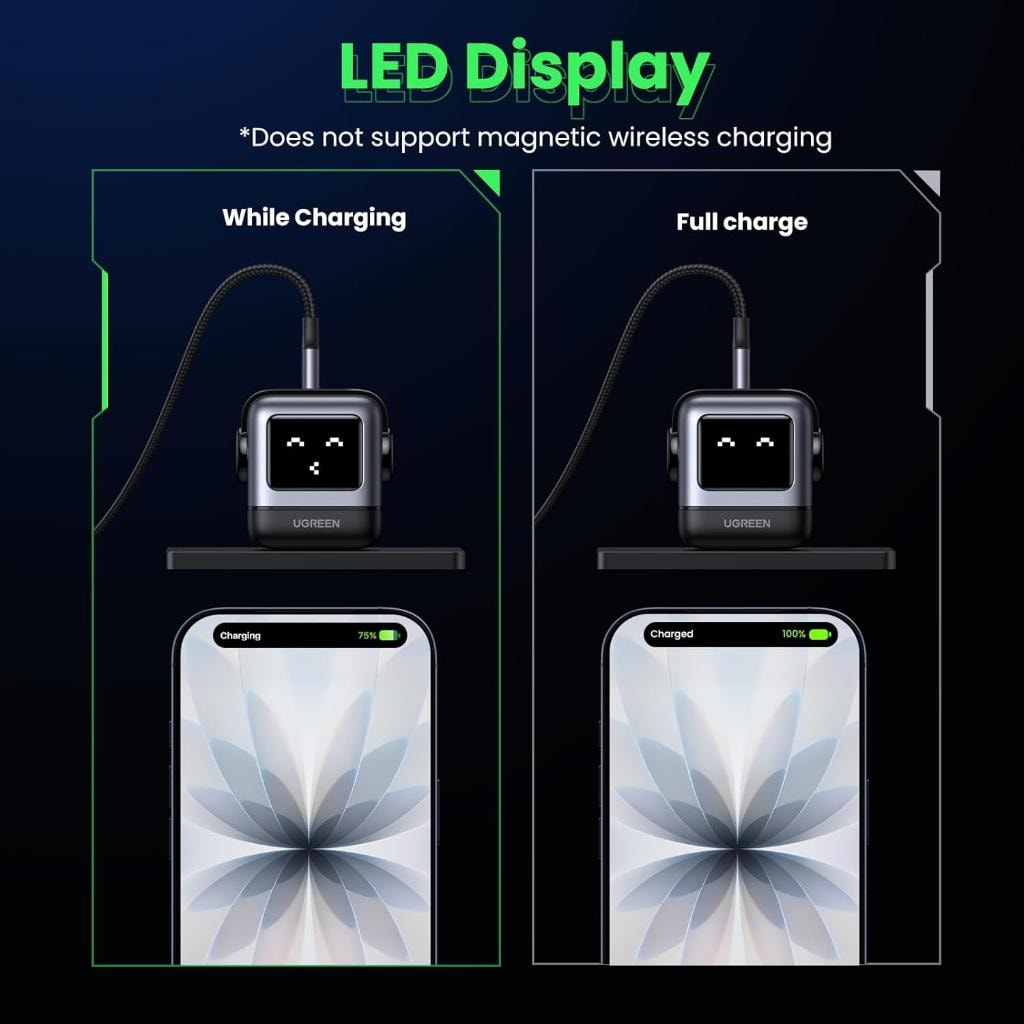 UGREEN Uno - Cargador USB-C 30W GaN Robot vista 5